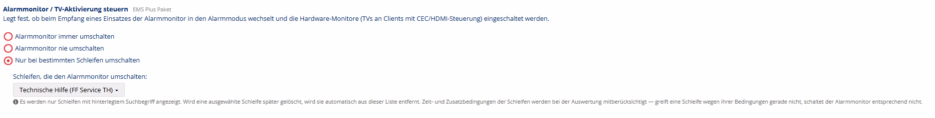 Alarmmonitor umschalten